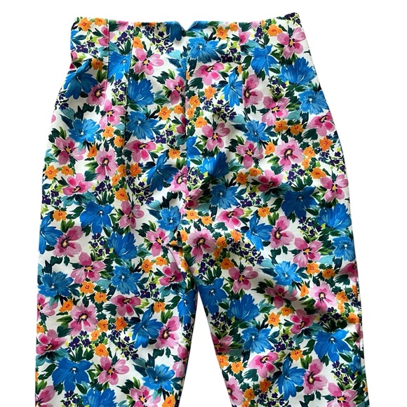 ZARA Pants Women’s L Floral Pleated High Waisted Ankle LIKE NEW! - Picture 4 of 7